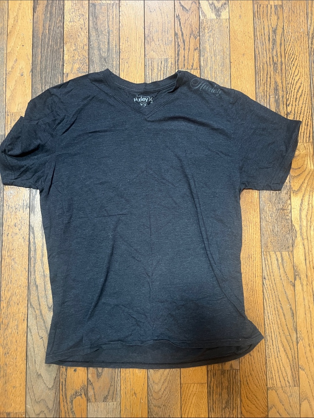 Hurley gray Short-Sleeve V-Neck Tee with Shoulder Script